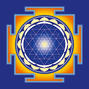 Symbole visuel du Om, le sri yantra est un support de méditation, d'ouverture de conscience que Sylvie Icart Fabiol utilise en thérapie.